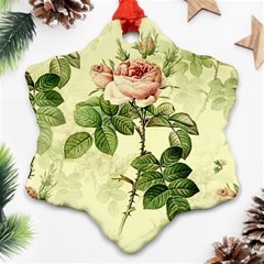 Roses Flowers Vintage Pattern Retro Floral Stem Ornament (snowflake)