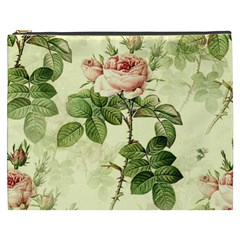 Roses Flowers Vintage Pattern Retro Floral Stem Cosmetic Bag (xxxl) by Wegoenart