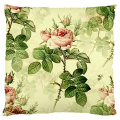 Roses Flowers Vintage Pattern Retro Floral Stem Large Flano Cushion Case (one Side) by Wegoenart