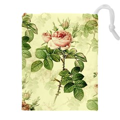 Roses Flowers Vintage Pattern Retro Floral Stem Drawstring Pouch (5xl) by Wegoenart