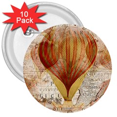 Hot Air Balloon Balloon Map Seamless Pattern 3  Buttons (10 Pack)  by Wegoenart