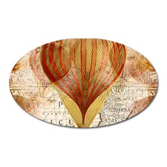 Hot Air Balloon Balloon Map Seamless Pattern Oval Magnet by Wegoenart