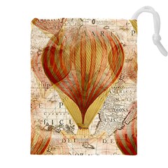 Hot Air Balloon Balloon Map Seamless Pattern Drawstring Pouch (4xl) by Wegoenart