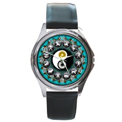 Yin Yang Horoscope Astrology Zodiac Signs Zodiac Round Metal Watch by Wegoenart