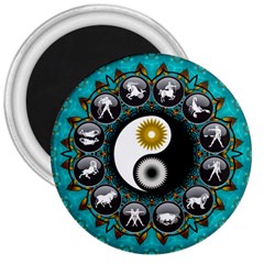 Yin Yang Horoscope Astrology Zodiac Signs Zodiac 3  Magnets by Wegoenart