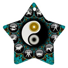 Yin Yang Horoscope Astrology Zodiac Signs Zodiac Ornament (star) by Wegoenart