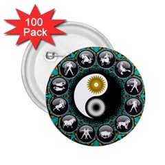 Yin Yang Horoscope Astrology Zodiac Signs Zodiac 2 25  Buttons (100 Pack)  by Wegoenart