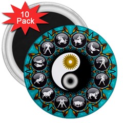 Yin Yang Horoscope Astrology Zodiac Signs Zodiac 3  Magnets (10 Pack)  by Wegoenart