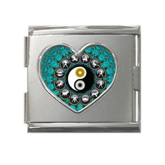 Yin Yang Horoscope Astrology Zodiac Signs Zodiac Mega Link Heart Italian Charm (18mm) by Wegoenart