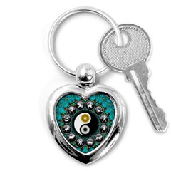 Yin Yang Horoscope Astrology Zodiac Signs Zodiac Key Chain (heart) by Wegoenart