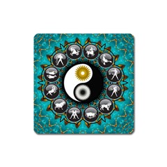 Yin Yang Horoscope Astrology Zodiac Signs Zodiac Square Magnet by Wegoenart