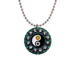 Yin Yang Horoscope Astrology Zodiac Signs Zodiac 1  Button Necklace by Wegoenart