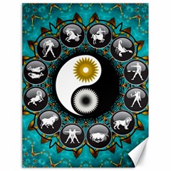 Yin Yang Horoscope Astrology Zodiac Signs Zodiac Canvas 18  X 24  by Wegoenart