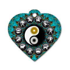 Yin Yang Horoscope Astrology Zodiac Signs Zodiac Dog Tag Heart (two Sides) by Wegoenart