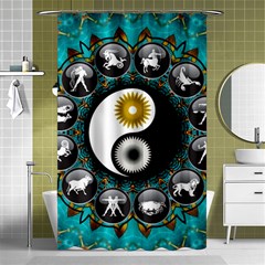 Yin Yang Horoscope Astrology Zodiac Signs Zodiac Shower Curtain 48  X 72  (small)  by Wegoenart