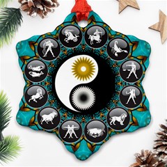 Yin Yang Horoscope Astrology Zodiac Signs Zodiac Ornament (snowflake)