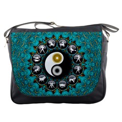 Yin Yang Horoscope Astrology Zodiac Signs Zodiac Messenger Bag by Wegoenart