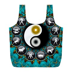 Yin Yang Horoscope Astrology Zodiac Signs Zodiac Full Print Recycle Bag (l) by Wegoenart