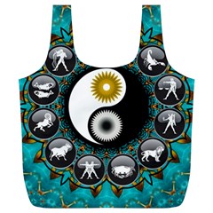 Yin Yang Horoscope Astrology Zodiac Signs Zodiac Full Print Recycle Bag (xl) by Wegoenart