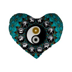 Yin Yang Horoscope Astrology Zodiac Signs Zodiac Standard 16  Premium Flano Heart Shape Cushions by Wegoenart