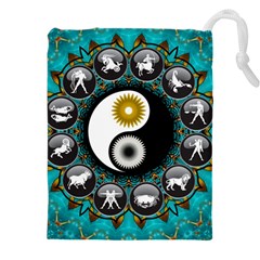 Yin Yang Horoscope Astrology Zodiac Signs Zodiac Drawstring Pouch (4xl) by Wegoenart