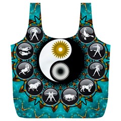 Yin Yang Horoscope Astrology Zodiac Signs Zodiac Full Print Recycle Bag (xxl) by Wegoenart