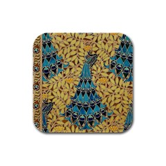 Vintage Decor Decorative Ornamental Flora Nature Rubber Square Coaster (4 Pack) by Wegoenart