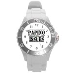 Papino Issues - Funny Italian humor  Round Plastic Sport Watch (L) Front