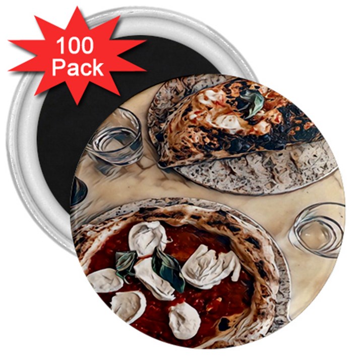 Pizza And Calzone 3  Magnets (100 pack)