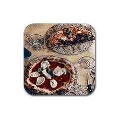 Pizza And Calzone Rubber Coaster (square) by ConteMonfrey