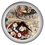 Pizza And Calzone Wall Clock (Silver) Front