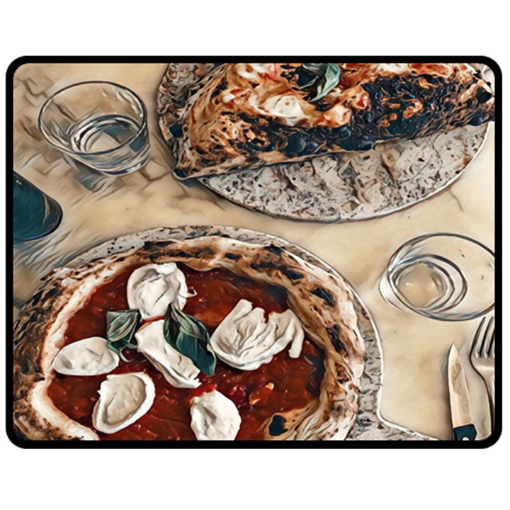 Pizza And Calzone Double Sided Fleece Blanket (Medium) 