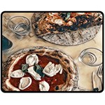 Pizza And Calzone Double Sided Fleece Blanket (Medium)  58.8 x47.4  Blanket Back