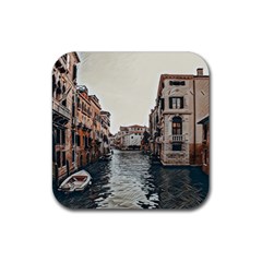 Water Way In Venice Rubber Coaster (square) by ConteMonfrey