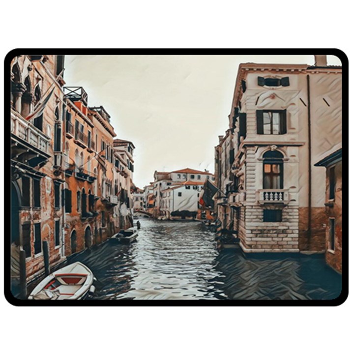 Water Way In Venice Fleece Blanket (Large) 