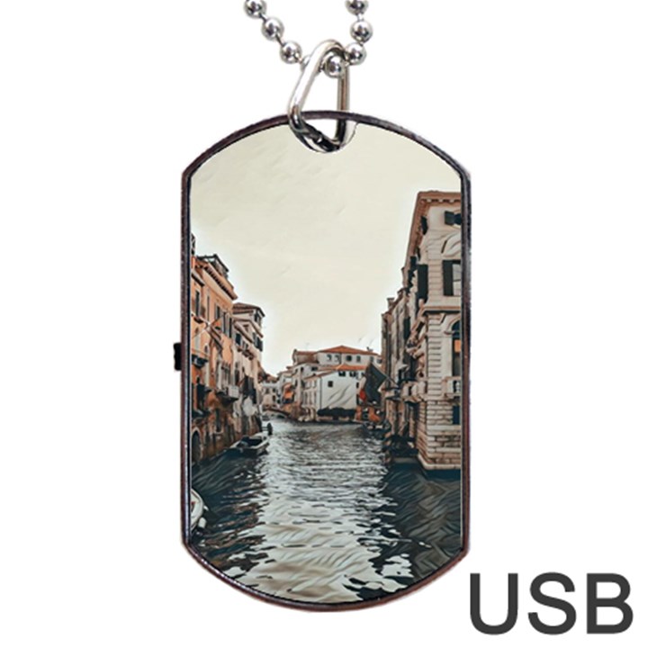 Water Way In Venice Dog Tag USB Flash (One Side)