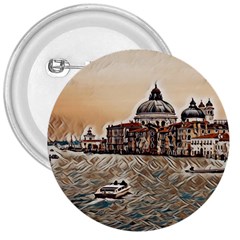 Boat In Venice San Mark`s Basilica - Italian Tour Vintage 3  Buttons