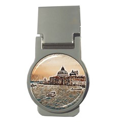 Boat In Venice San Mark`s Basilica - Italian Tour Vintage Money Clips (round)  by ConteMonfrey