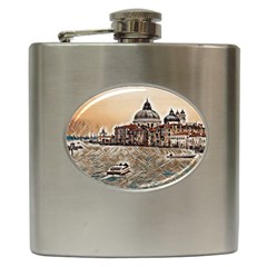 Boat In Venice San Mark`s Basilica - Italian Tour Vintage Hip Flask (6 Oz) by ConteMonfrey