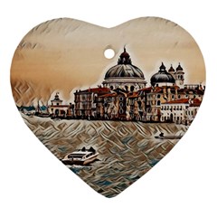 Boat In Venice San Mark`s Basilica - Italian Tour Vintage Heart Ornament (two Sides) by ConteMonfrey