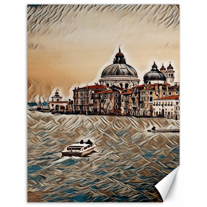 Boat In Venice San Mark`s Basilica - Italian Tour Vintage Canvas 12  x 16 