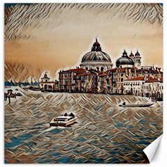 Boat In Venice San Mark`s Basilica - Italian Tour Vintage Canvas 20  X 20  by ConteMonfrey