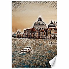 Boat In Venice San Mark`s Basilica - Italian Tour Vintage Canvas 20  X 30  by ConteMonfrey