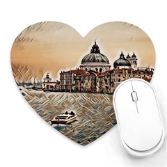 Boat In Venice San Mark`s Basilica - Italian Tour Vintage Heart Mousepad by ConteMonfrey