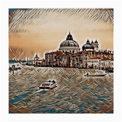 Boat In Venice San Mark`s Basilica - Italian Tour Vintage Medium Glasses Cloth (2 Sides) by ConteMonfrey