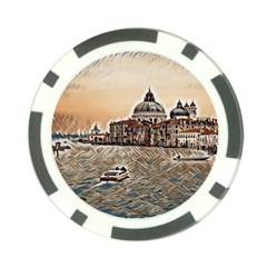 Boat In Venice San Mark`s Basilica - Italian Tour Vintage Poker Chip Card Guard