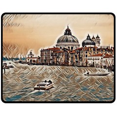 Boat In Venice San Mark`s Basilica - Italian Tour Vintage Fleece Blanket (medium)  by ConteMonfrey