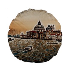 Boat In Venice San Mark`s Basilica - Italian Tour Vintage Standard 15  Premium Flano Round Cushions by ConteMonfrey