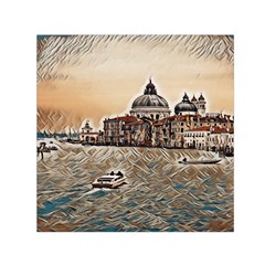 Boat In Venice San Mark`s Basilica - Italian Tour Vintage Square Satin Scarf (30  X 30 )