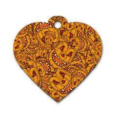 Halloween Background Halloween Texture October Dog Tag Heart (one Side) by Wegoenart